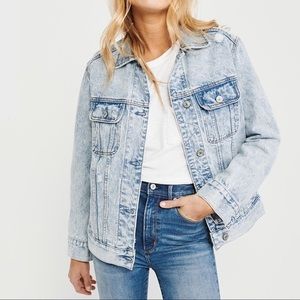 Oversized distressed A&F denim jacket